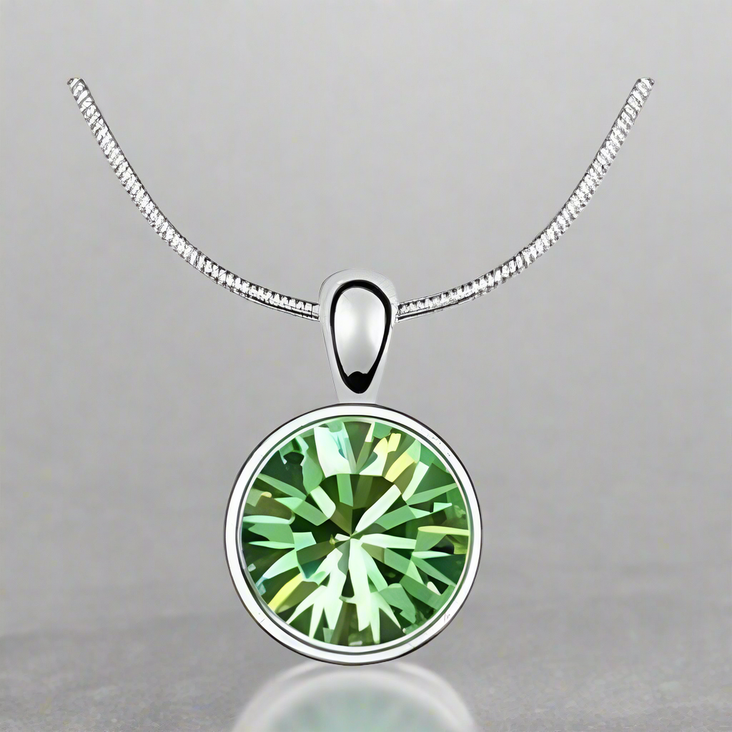 Round Green Gem OB Crystals Necklace