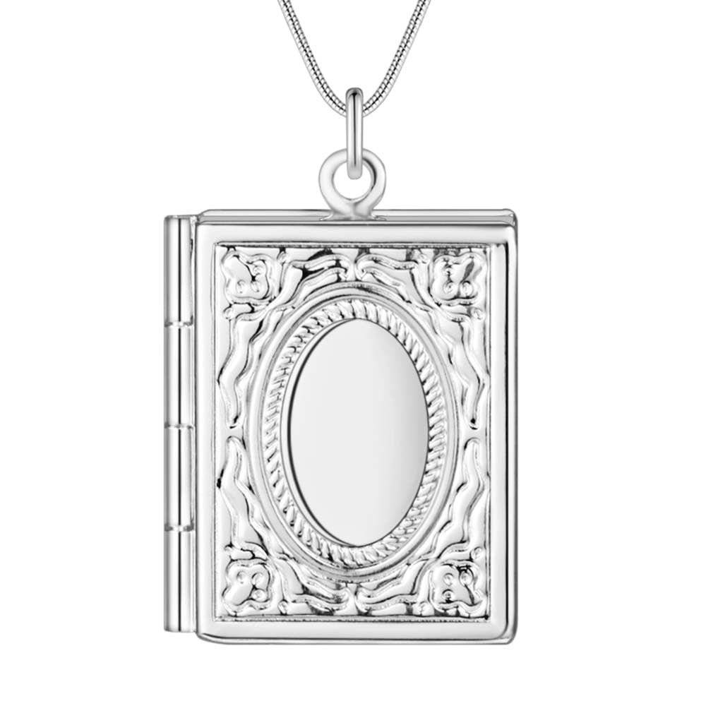 Memories Silver Book Locket Necklace for Women Perfect for photos or keepsakes