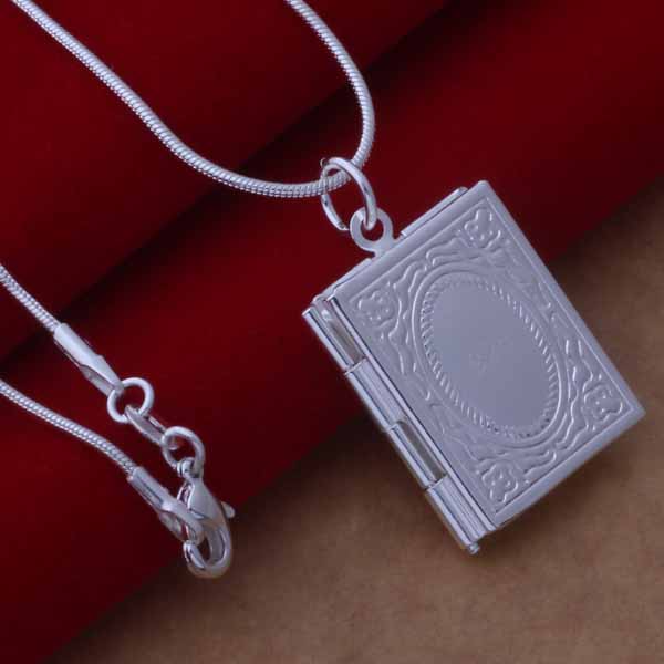 Memories Silver Book Locket Necklace for Women Perfect for photos or keepsakes