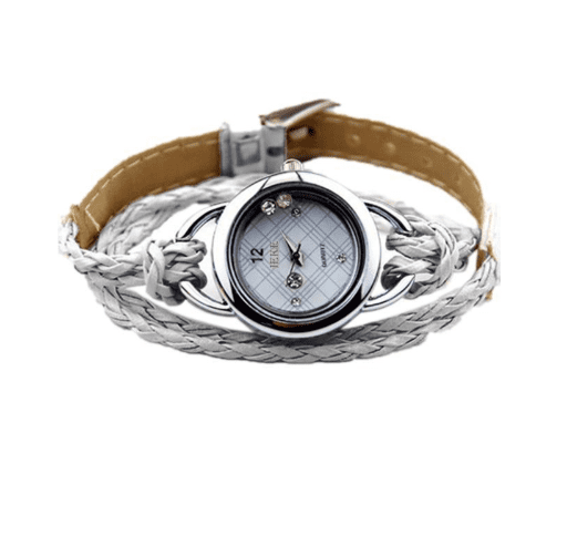 Floating Sparkles Leather Braided Wrap Watch For Woman