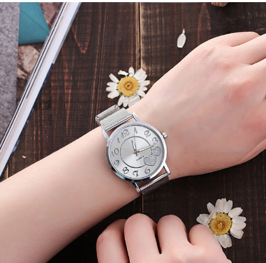 Glittery Hearts Ladies Mesh Band Watch for Woman