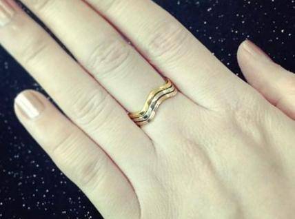 Wavy Tri-Color Stack 18K Gold Plated Everyday Rings Gold Plated for Woman