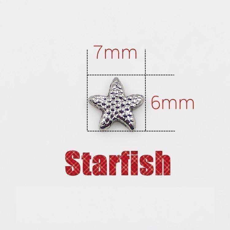 Feshionn IOBI Charms Silver Tiny Silver Starfish Free Floating Charm for Charm Locket Necklaces