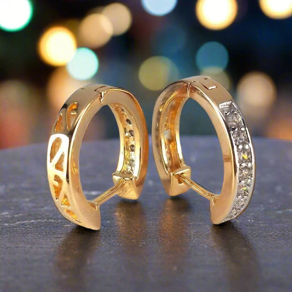 Feshionn IOBI Earrings ON SALE - Channel Set Sparkly CZ Diamond Petite Hoop Earrings