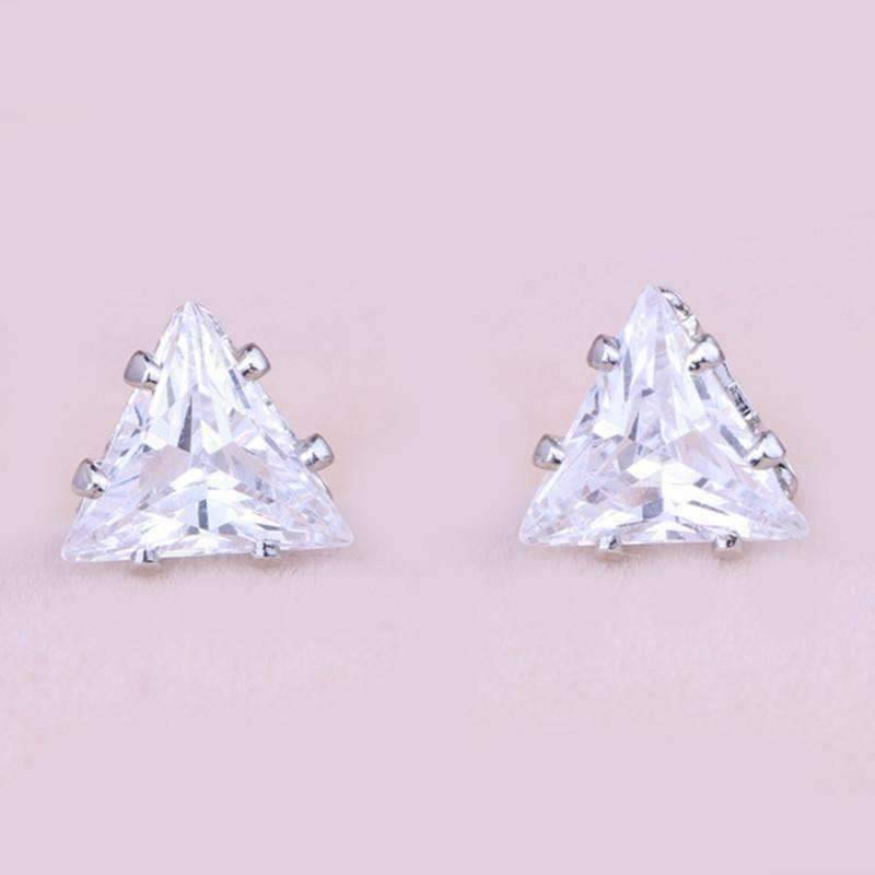 Feshionn IOBI Earrings Trinity Trillion Cut Austrian Crystal Triangle Stud Earrings