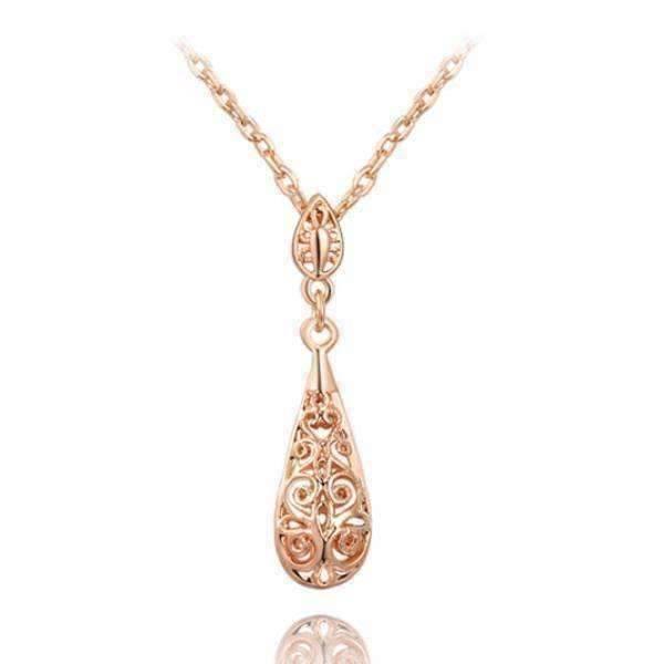 Feshionn IOBI Necklaces Arabesque Filigree Puff Teardrop Necklace