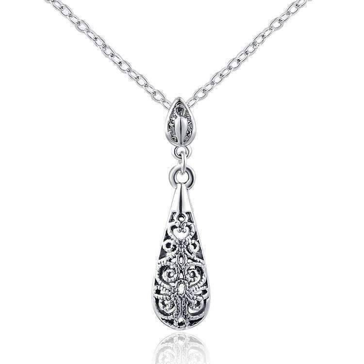 Feshionn IOBI Necklaces Arabesque Filigree Puff Teardrop Necklace