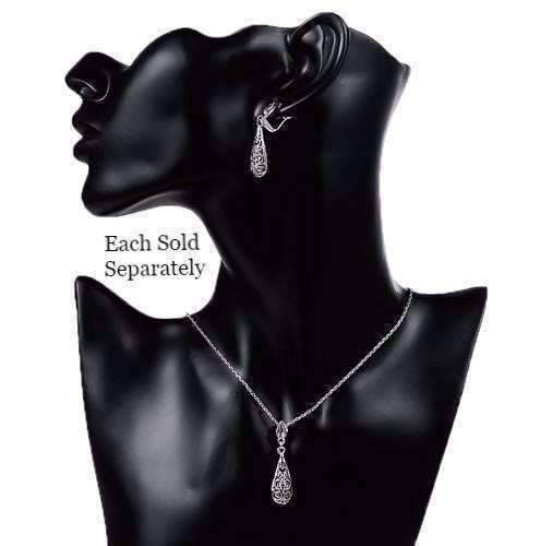 Feshionn IOBI Necklaces Arabesque Filigree Puff Teardrop Necklace