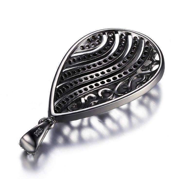 Feshionn IOBI Necklaces Ebony Swirl Black Gold Filigree and CZ Pendant Necklace