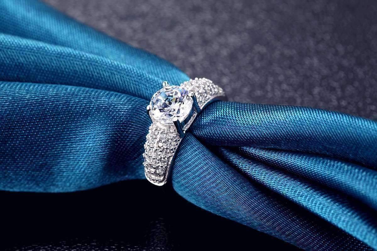 Feshionn IOBI Rings CLEARANCE - Bellazio 2.4 CT Simulated Diamond Pavé Ring ~ Platinum or Rose Gold