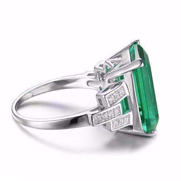 Feshionn IOBI Rings Heritage 9CT Emerald Cut Simulated Russian Emerald IOBI Precious Gems Ring