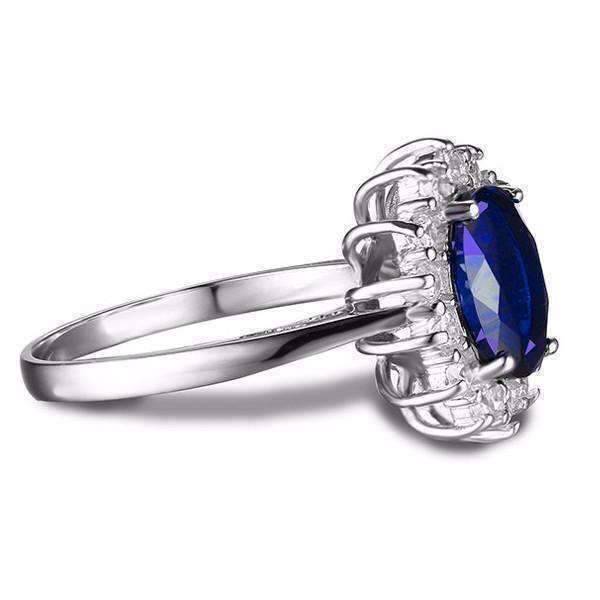 Feshionn IOBI Rings Swiss Blue Halo Oval Cut 2.5CT Simulated Sapphire IOBI Precious Gems Ring