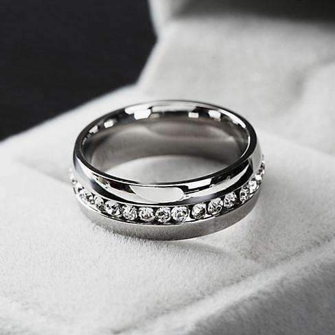 Feshionn IOBI Rings Ultimate Eternity Band Stainless Steel and Channel Set CZ Ring