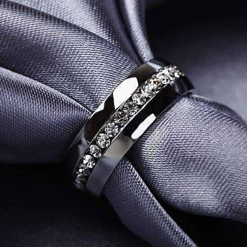 Feshionn IOBI Rings Ultimate Eternity Band Stainless Steel and Channel Set CZ Ring
