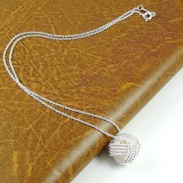 Feshionn IOBI Sets Infinite Love Knot Sterling Silver Matching Necklace and Earrings Set