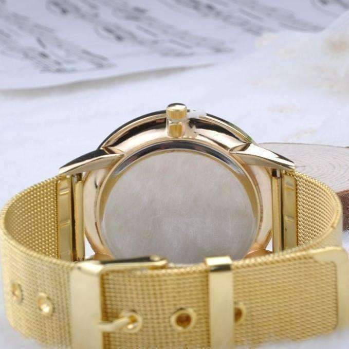 Feshionn IOBI Watches Retro Face Liquid Gold Metal Band Watch