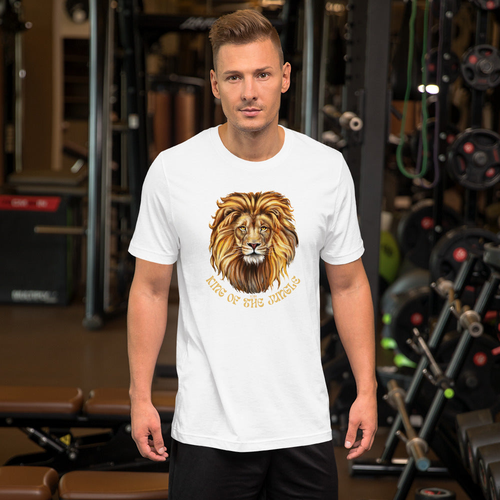 Men's Short-Sleeve Soft T-Shirt King Of The Jungle Lion Design by IOBI Original Apparel
