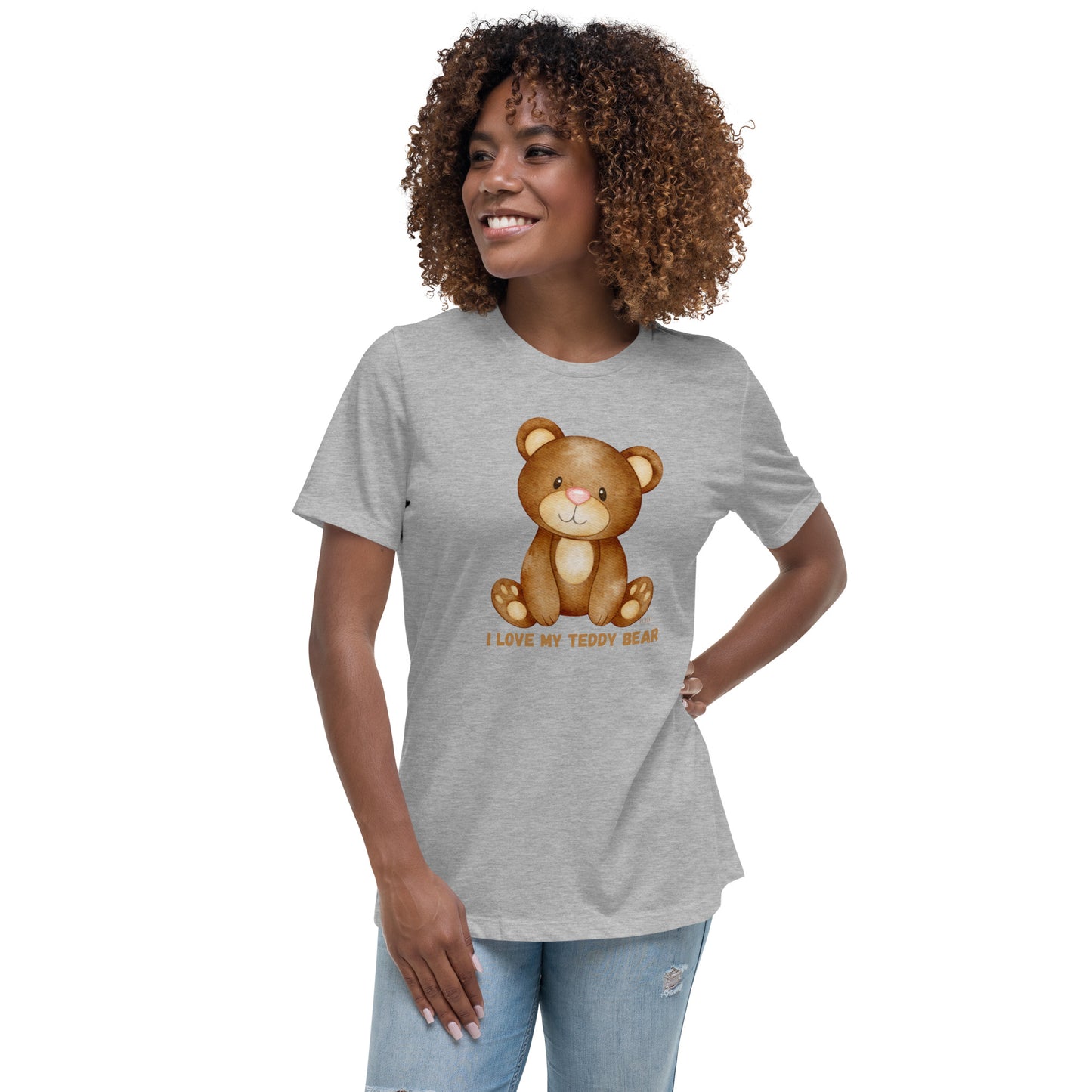 Women's Relaxed Soft & Smooth Premium Quality T-Shirt I Love My Teddy Bear Design by IOBI Original Apparel