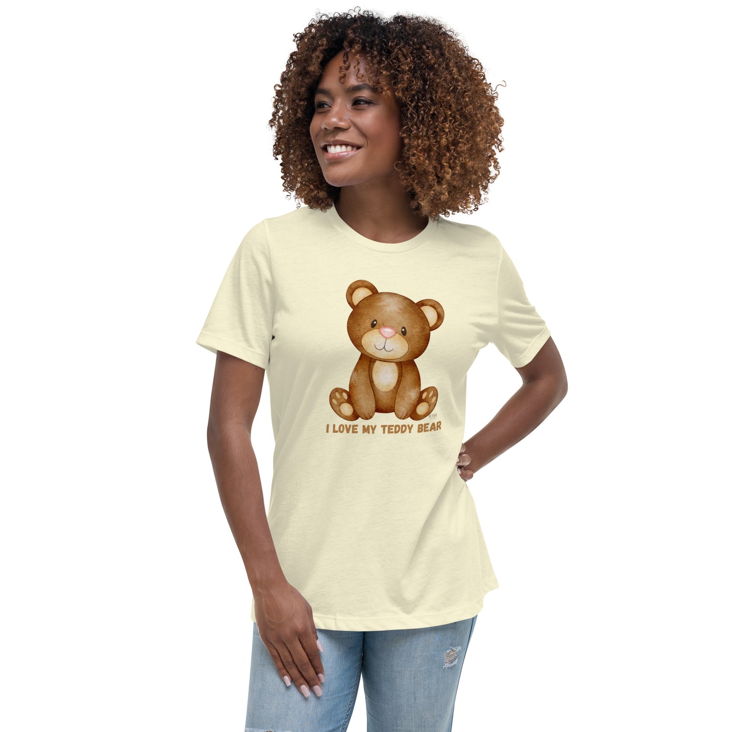 Women's Relaxed Soft & Smooth Premium Quality T-Shirt I Love My Teddy Bear Design by IOBI Original Apparel