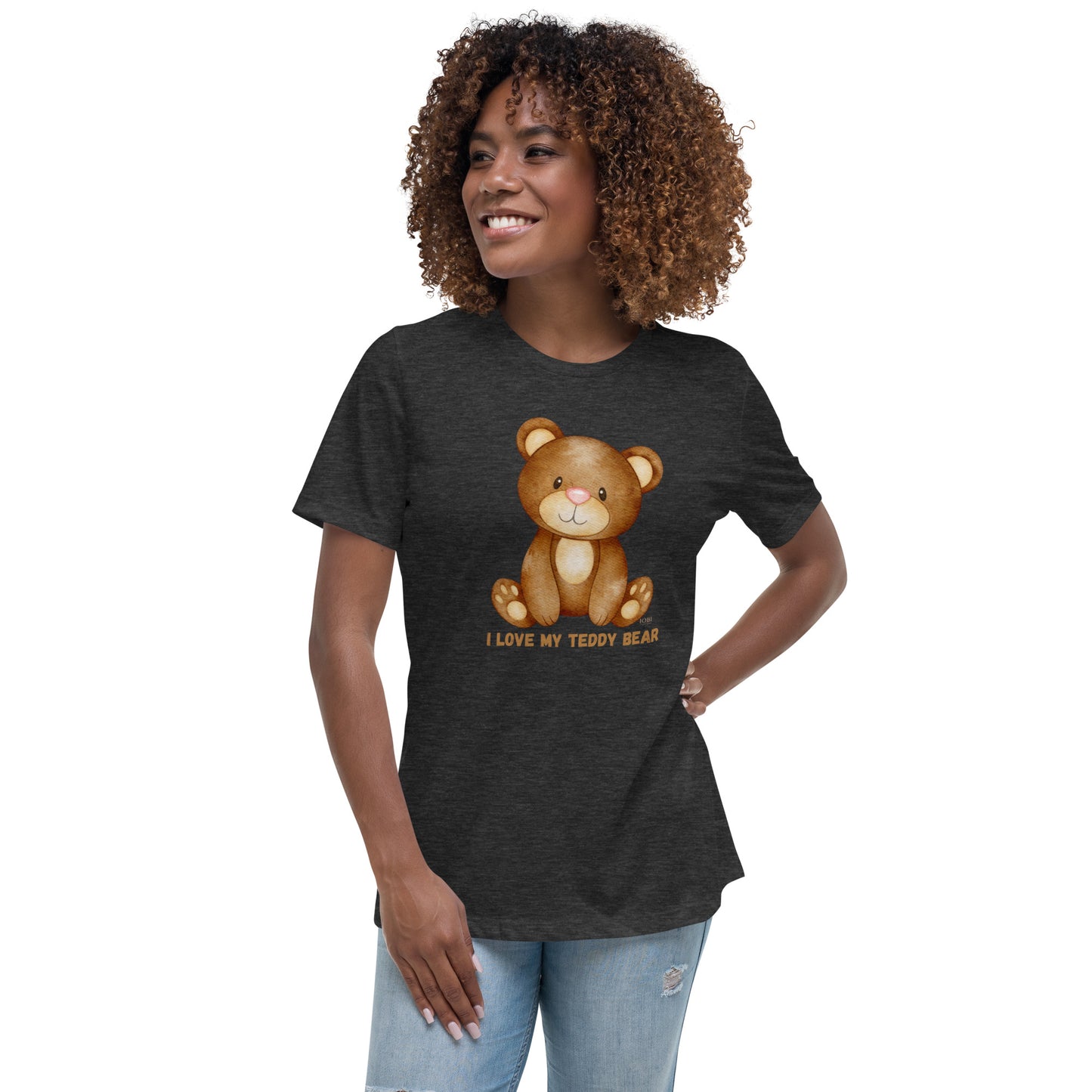 Women's Relaxed Soft & Smooth Premium Quality T-Shirt I Love My Teddy Bear Design by IOBI Original Apparel