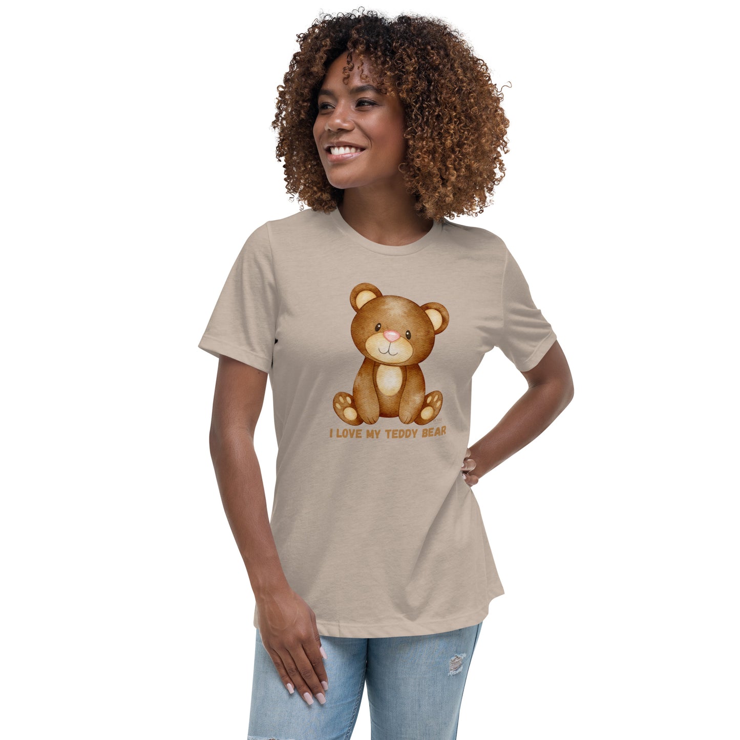 Women's Relaxed Soft & Smooth Premium Quality T-Shirt I Love My Teddy Bear Design by IOBI Original Apparel