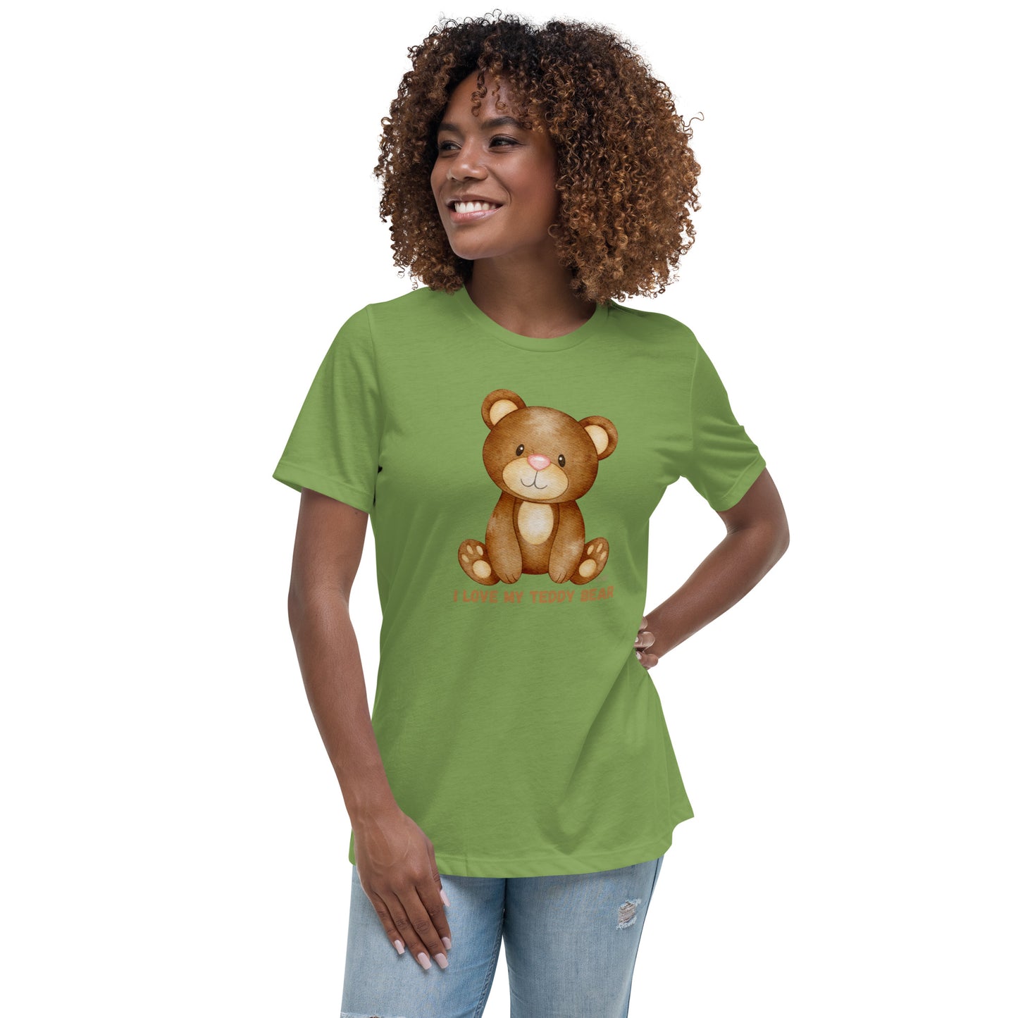 Women's Relaxed Soft & Smooth Premium Quality T-Shirt I Love My Teddy Bear Design by IOBI Original Apparel