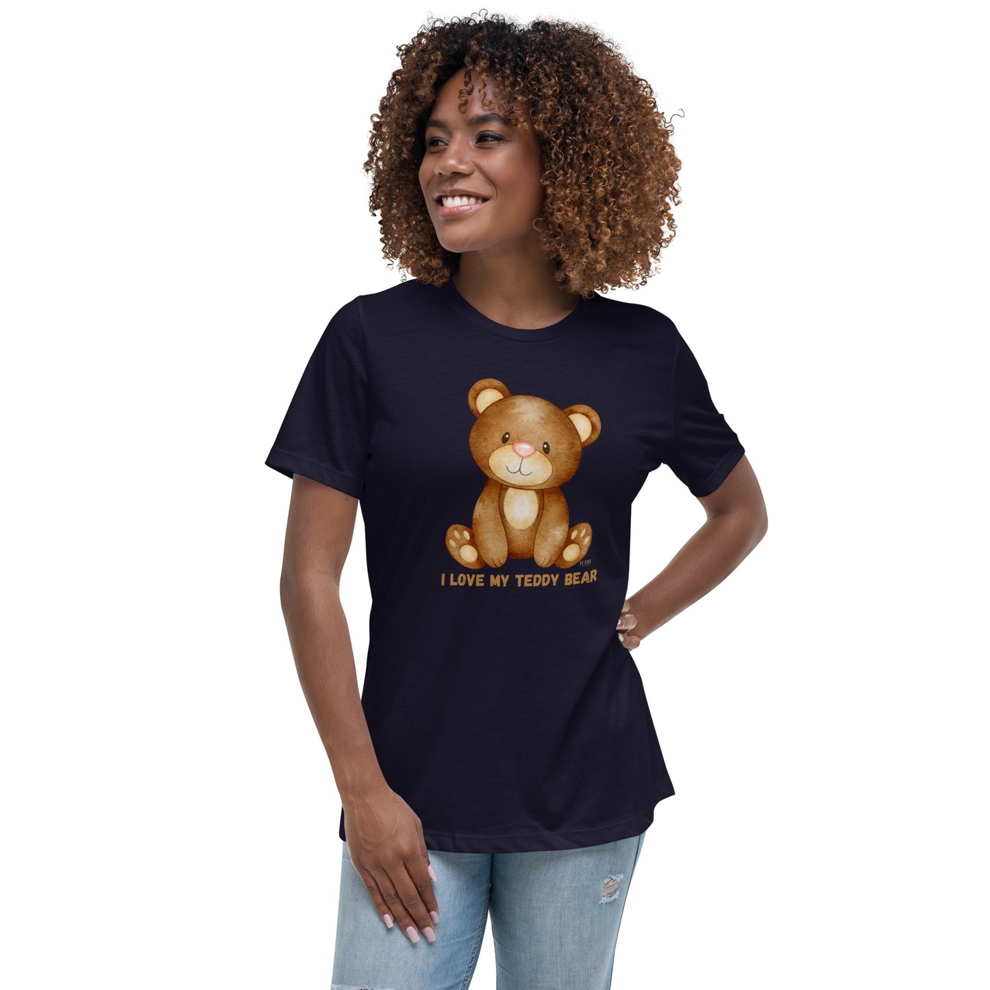 Women's Relaxed Soft & Smooth Premium Quality T-Shirt I Love My Teddy Bear Design by IOBI Original Apparel