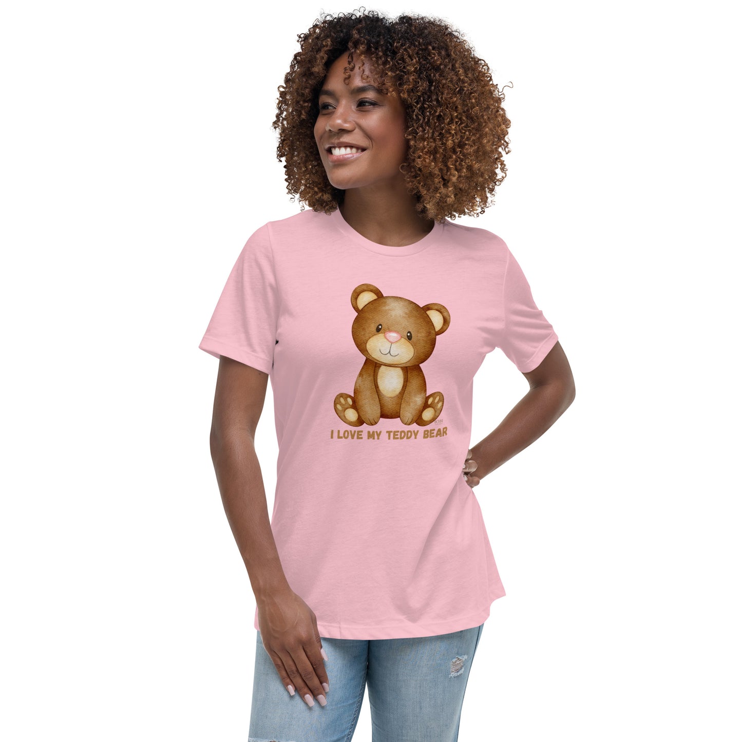 Women's Relaxed Soft & Smooth Premium Quality T-Shirt I Love My Teddy Bear Design by IOBI Original Apparel