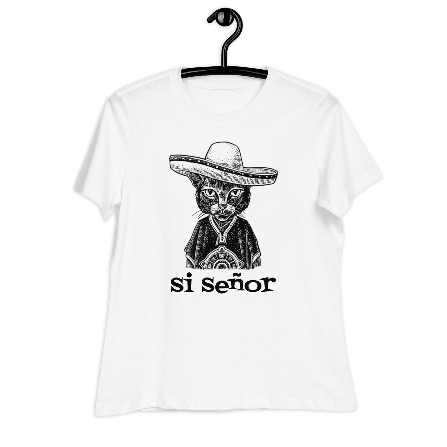 Women's Relaxed Soft & Smooth Premium Quality T-Shirt Si Señor Cat Design by IOBI Original Apparel