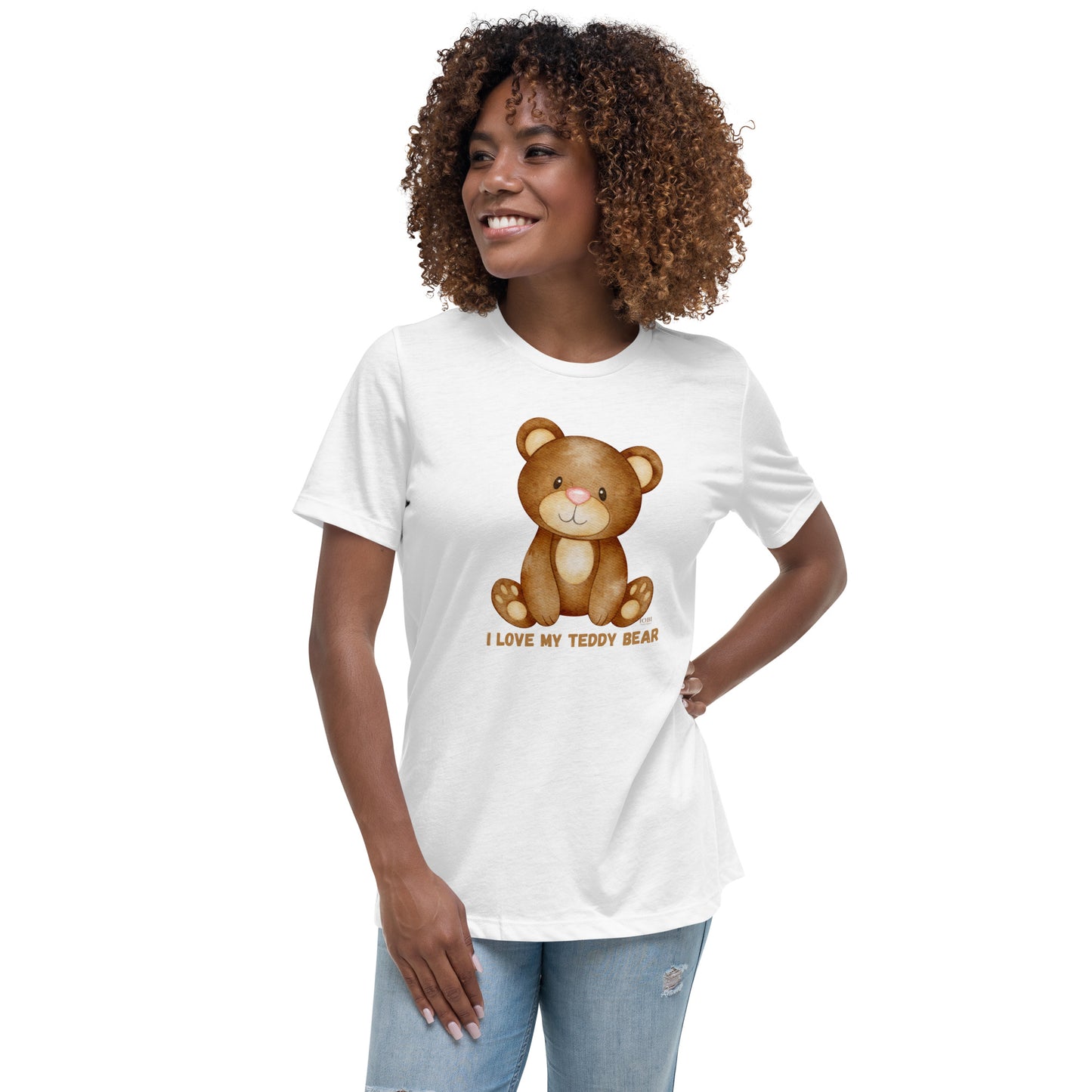 Women's Relaxed Soft & Smooth Premium Quality T-Shirt I Love My Teddy Bear Design by IOBI Original Apparel