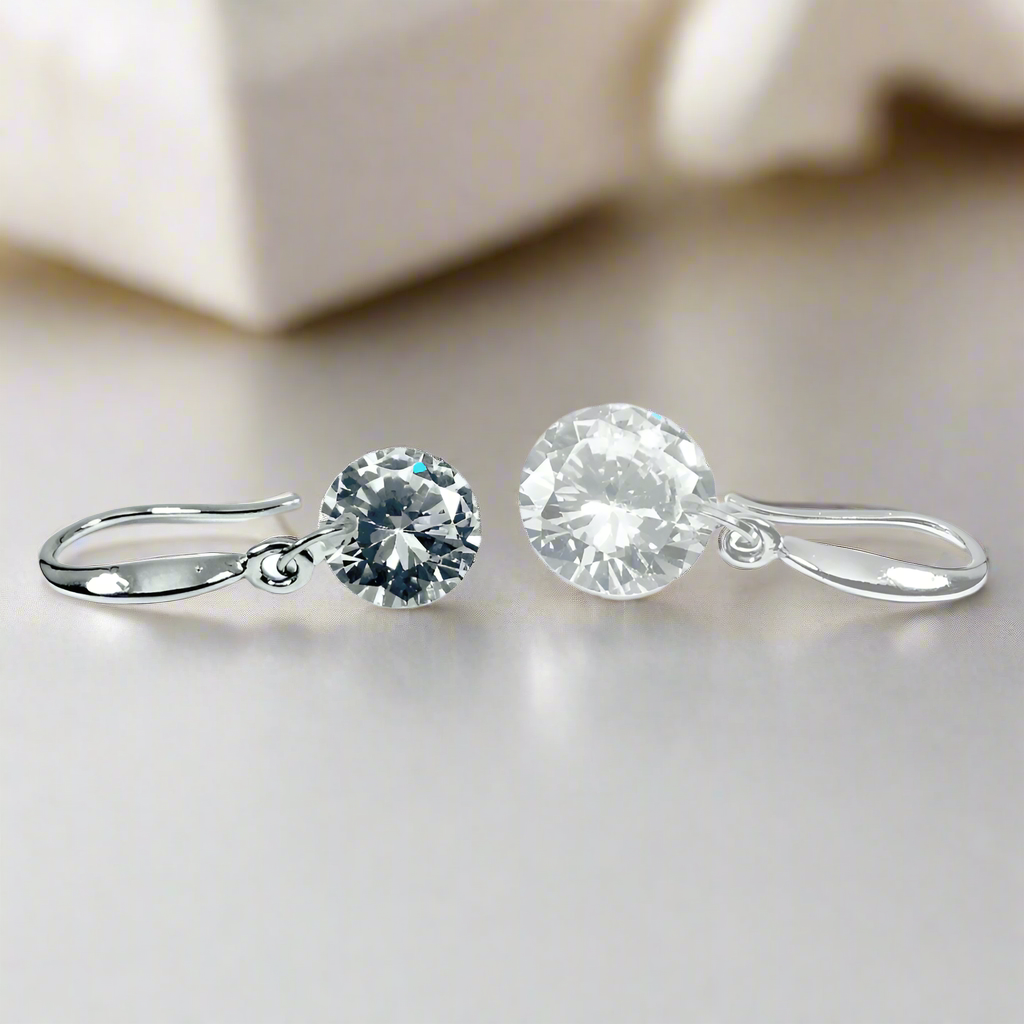 18K Gold Crystal Bridal Earrings – Sparkly Dangle Earrings, Bulk Sets for Bridesmaids