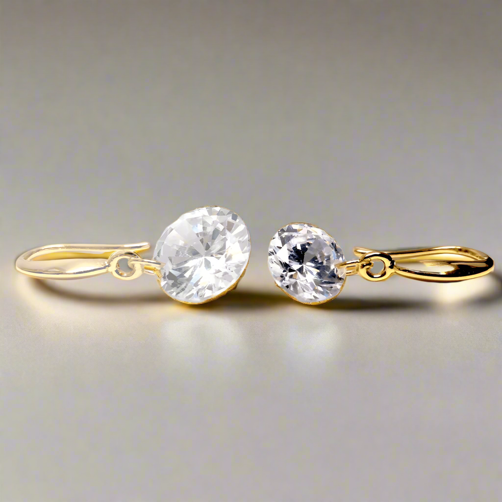 18K Gold Crystal Bridal Earrings – Sparkly Dangle Earrings, Bulk Sets for Bridesmaids
