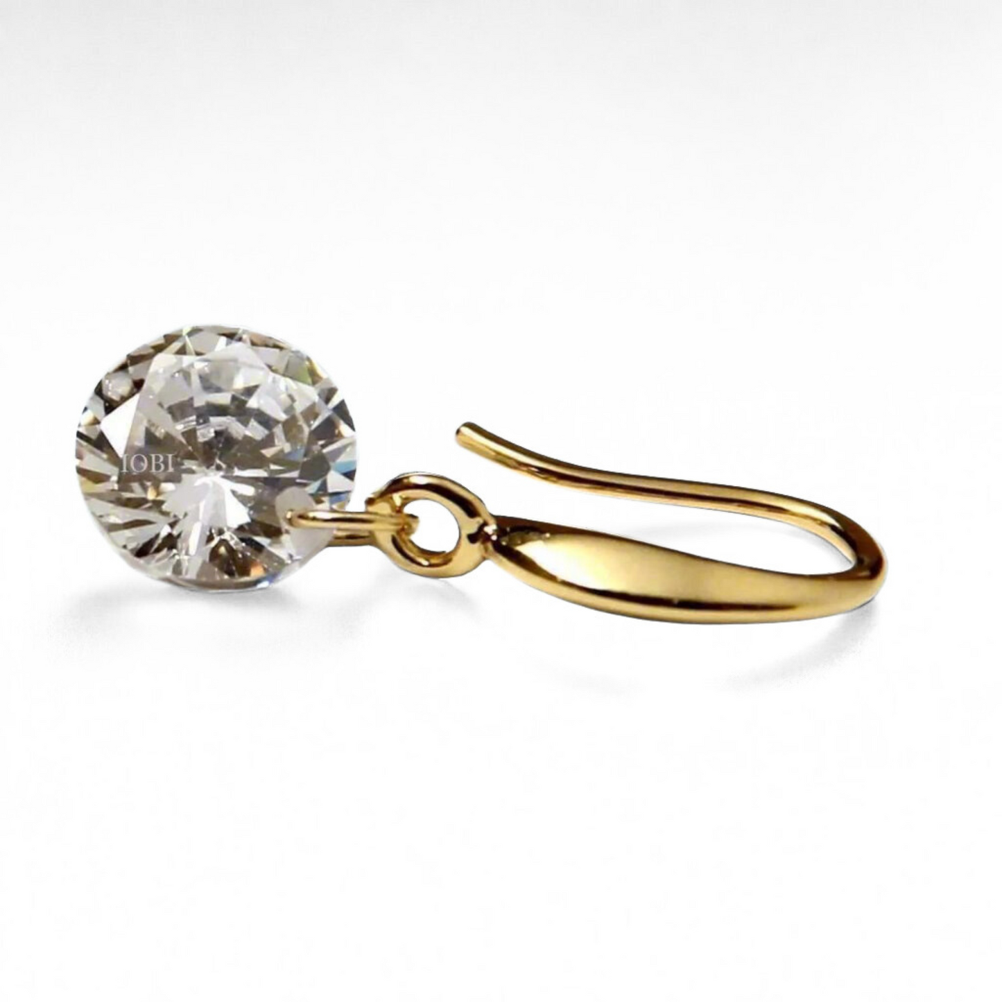 18K Gold Crystal Dangle Earrings – Sparkly Lightweight Drop Earrings for Women