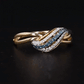 Blue Wave 14K Solid Yellow Gold Natural Blue and White Diamonds Ring Band for Women