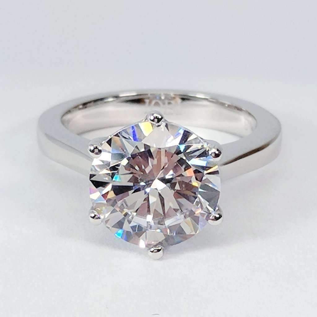 Victoria 14K White Solid Gold 4CT Round Cut OB Simulated Diamond Solitaire Ring for Woman Engagement