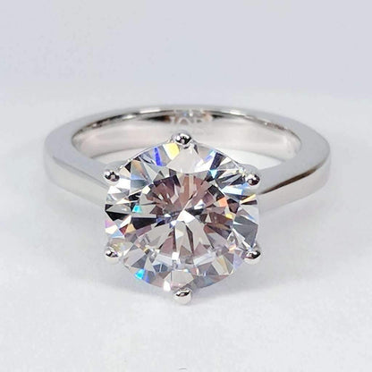 Victoria 14K White Solid Gold 4CT Round Cut OB Simulated Diamond Solitaire Ring for Woman Engagement