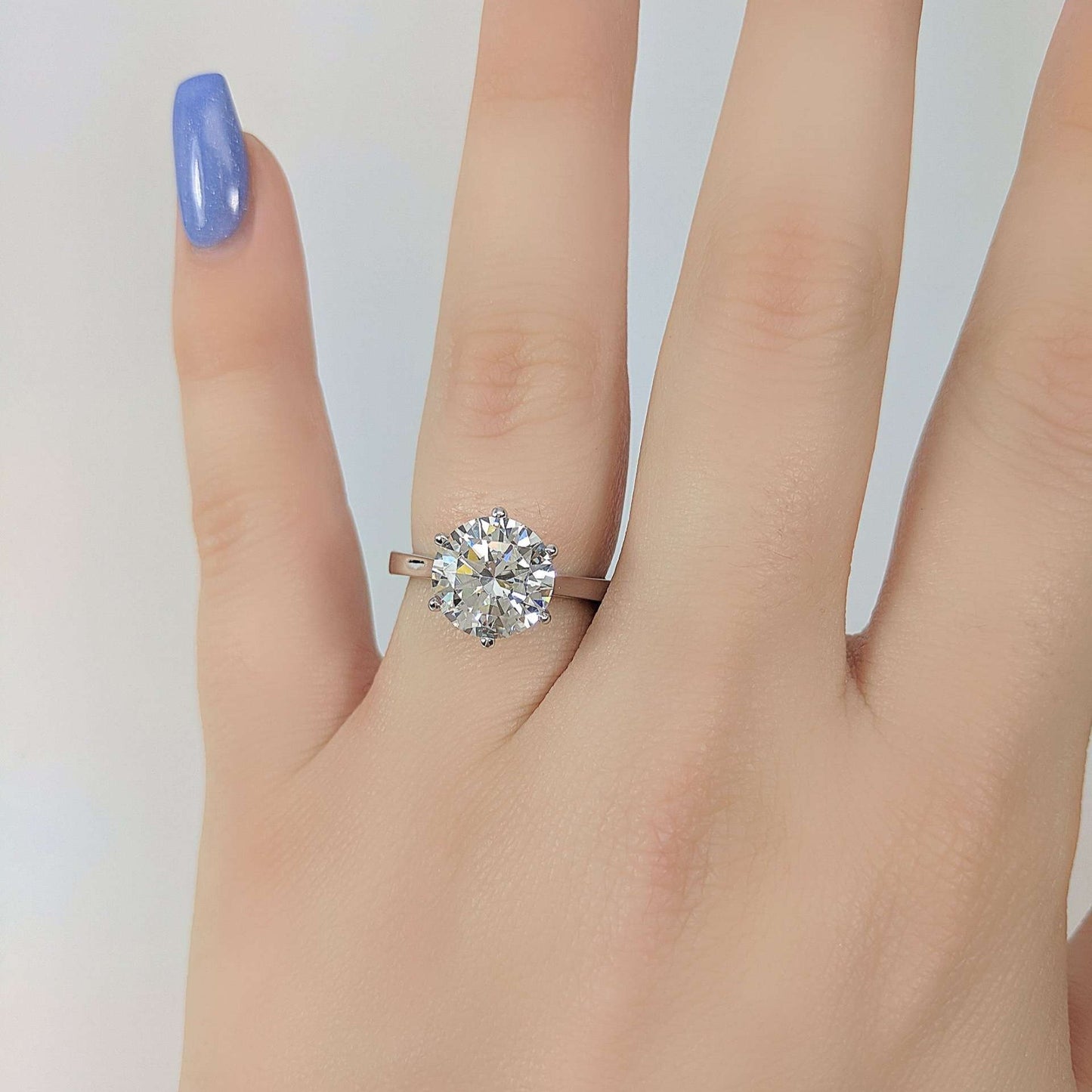 Victoria 14K White Solid Gold 4CT Round Cut OB Simulated Diamond Solitaire Ring for Woman Engagement