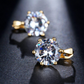 14K Gold Plated Daring Six Prong Large 6.8 Carat Zirconia Solitaire Earrings For Woman