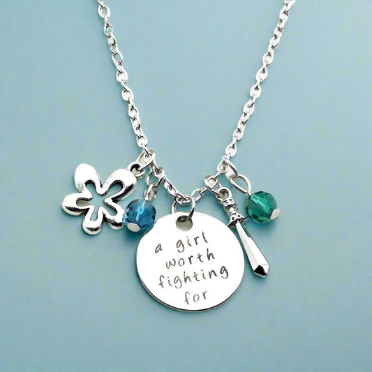 A Girl Worth Fighting For - Stamped Sentiment Necklace
