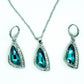 Abstract Aqua Austrian Crystal Necklace & Earrings Set for Women