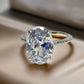 Alexandra 14K White Gold 5CT Oval Petite French Pavé Crown OB Simulated Diamond Ring for Women Engagement Wedding Special Occasion