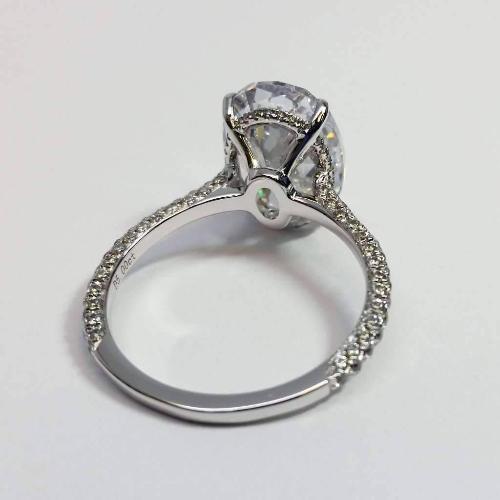 Alexandra 5CT Oval Petite French Pavé Crown OB Simulated Diamond Sterling Silver Ring for Women Bridal Engagement Wedding Anniversary Gift
