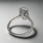 Alexandra 14K White Gold 5CT Oval Petite French Pavé Crown OB Simulated Diamond Ring for Women Engagement Wedding Special Occasion