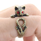 Alley Cat Adjustable Animal Wrap Ring for Women Red Eyes Birthday Holiday Halloween