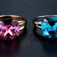 Perfectly Pink 11mm Cushion Cut Austrian Crystal Cocktail 18K Gold Plated Ring for Women