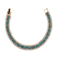 14K Yellow Gold Plated Deep Aqua Four Strand Gold and CZ Tennis Bracelet for Women