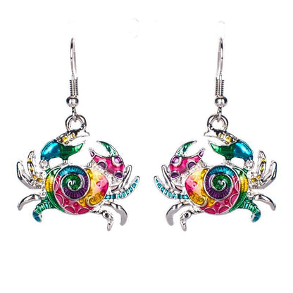 Artsy Crab Enamel Earrings