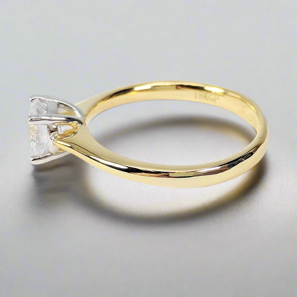 Bella D'ora 1CT Round Cut Simulated Diamond Ring in 18K Gold-Plated Sterling Silver