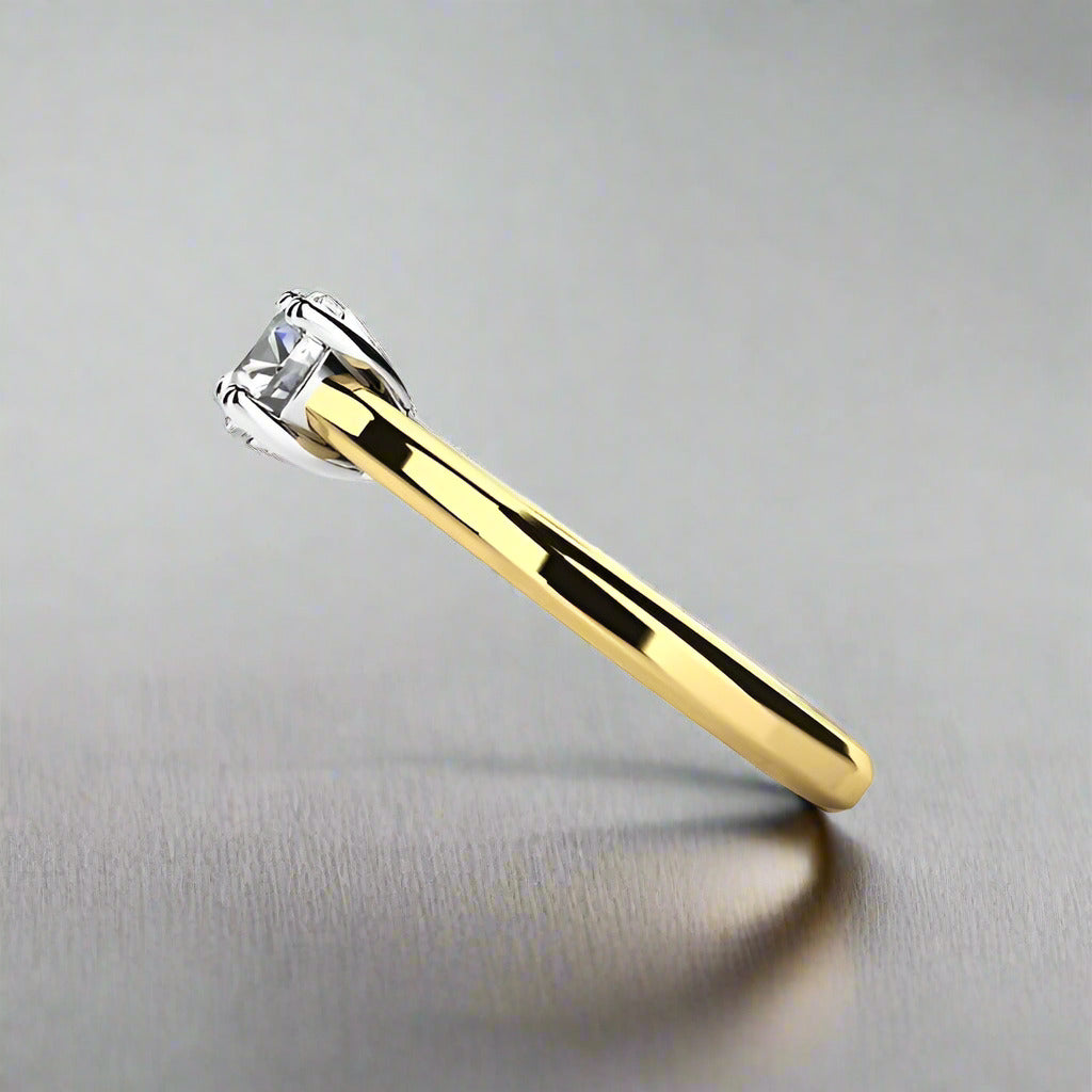 Bella D'ora 1CT Round Cut Simulated Diamond Ring in 18K Gold-Plated Sterling Silver
