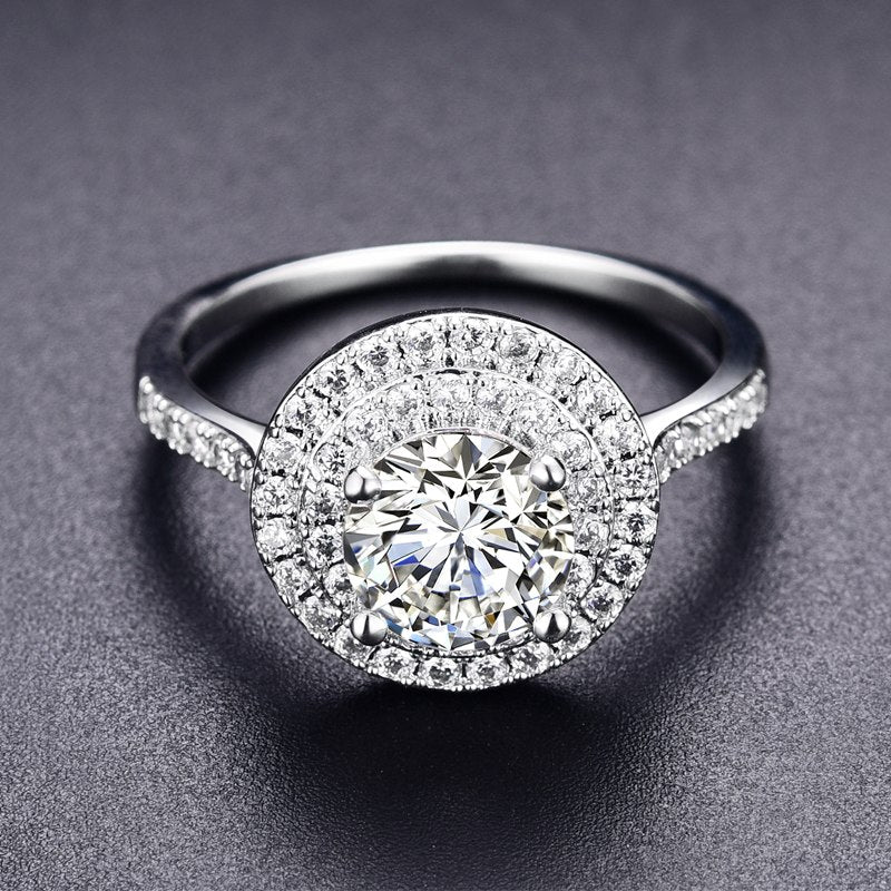 Bella Luce 1.2CT Round Zirconia Double Halo Gold Plated Ring for Woman